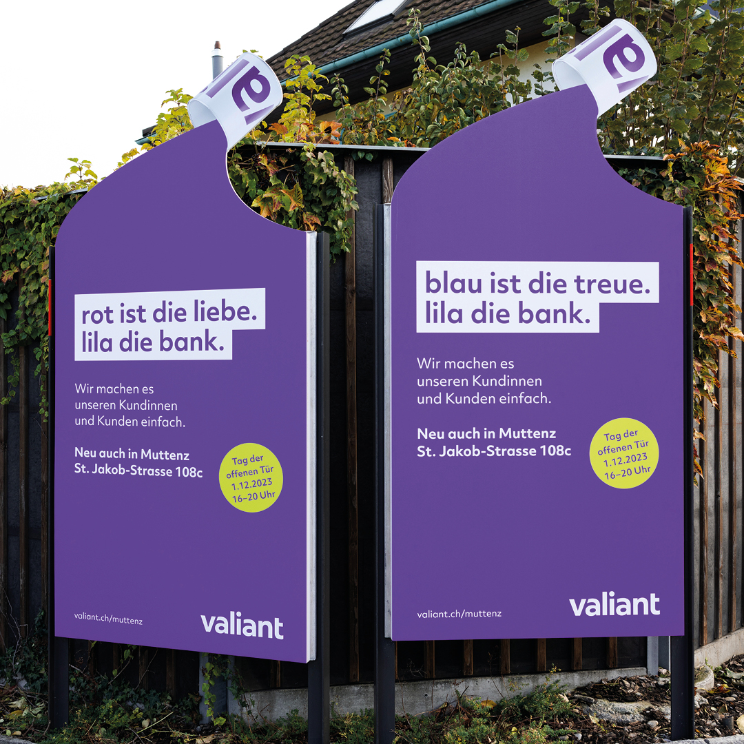 Valiant Bank Eröffnung Kommunikation Plakate Werbung